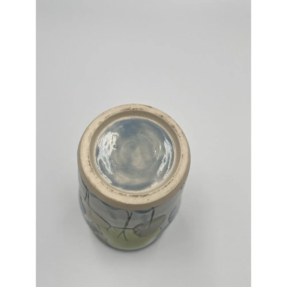Megan Bernard Swirly Gig Bird Tumbler‎ Pottery Colorful Whimsy Finger Divots